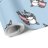 Pink Bubble Tee & Unicorn Wrapping Paper Geschenkpapier (Rolleneckpunkt)