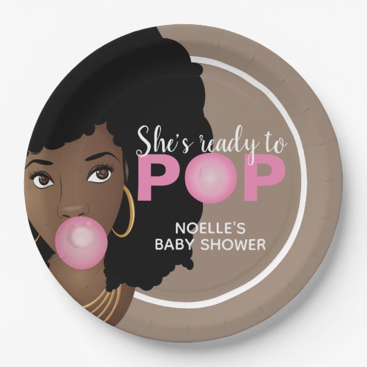 Pink Bubblegum | Sie ist bereit zum Pop Pappteller (Vorderseite)