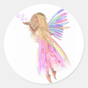 Pink Bubbles Fairy Runder Aufkleber