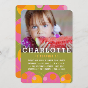 Pink Bubbles Polka Dots Foto Boy Geburtstagsparty Einladung