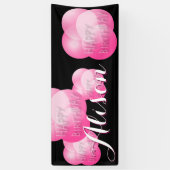 Pink Bubbles wiederholen Happy Birthday Banner (Vertikal)