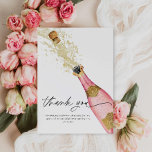 Pink Bubbly Brautparty Danke Karte<br><div class="desc">Mit unserem Pink Bubbly Brautparty Dankeschön an Sie! Mit einer schicken rosa und goldenen Champagnerflasche ist diese Karte perfekt,  um Ihren Gästen stilvoll zu danken. Personalisieren Sie es mit Ihrer herzlichen Nachricht,  um jeden Dank wirklich etwas Besonderes zu machen. Passende Artikel in unserem Shop Cava Party Design.</div>