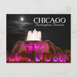 Pink Buckingham Fountain Chicago Postcard Postkarte