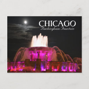 Pink Buckingham Fountain Chicago Postcard Postkarte
