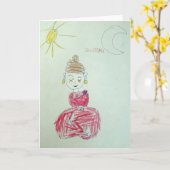 Pink Buddha Karte (Gelbe Blume)