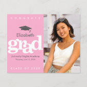 Pink Budget Foto Graduation Cap Fett Einladung (Vorderseite)