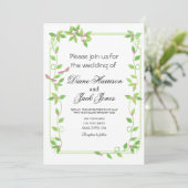 Pink Buds on Green Ivy Einladung (Stehend Vorderseite)