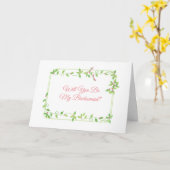 Pink Buds on Green Ivy Wedding Bridesmaid Karte (Gelbe Blume)