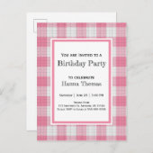 Pink Buffalo Kariert Geburtstag Einladungspostkarte (Vorne/Hinten)