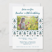 Pink Bugs Blume Pattern Girl Foto Geburtstag Einladung (Vorderseite)