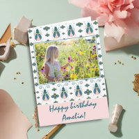 Pink Bugs Blume Pattern Girl Foto Geburtstag