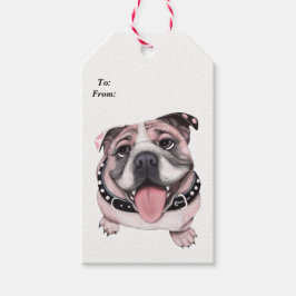 Pink Bulldog-Geschenketiketten Geschenkanhänger