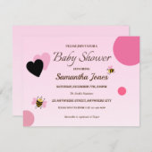 Pink Bumblebee Baby Shower Girl Einladung (Vorne/Hinten)