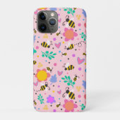 Pink Bumblebee Inspirivity Niedlich Girly Blume Case-Mate iPhone Hülle (Rückseite)