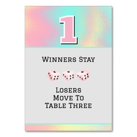 Pink Bunco #1 Table Card Tischnummer (Vorderseite)