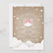 Pink Bundle Joy Clouds + Stars Babydusche Einladung (Vorderseite)
