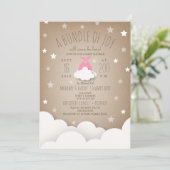 Pink Bundle Joy Clouds + Stars Babydusche Einladung (Stehend Vorderseite)