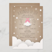 Pink Bundle Joy Clouds + Stars Babydusche Einladung (Vorne/Hinten)