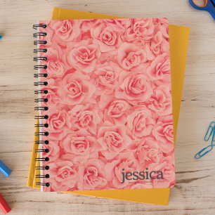 Pink Bundled Rose Rounded Modern Typografy Notizblock
