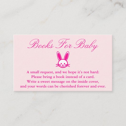 Pink Bunny Baby Duschbücher für Babykarte Begleitkarte (Vorderseite)