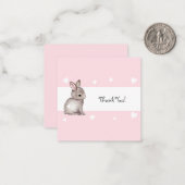 Pink Bunny Baby Dusche Danke Notecard Mitteilungskarte (Vorderseite/Rückseite Beispiel)