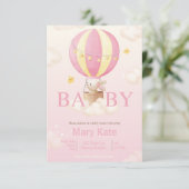 Pink Bunny Baby Dusche Einladung (Stehend Vorderseite)