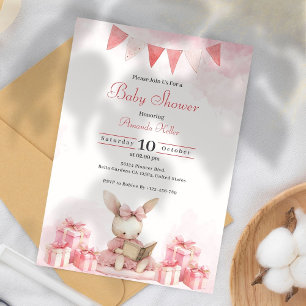 Pink Bunny Baby Dusche Einladung