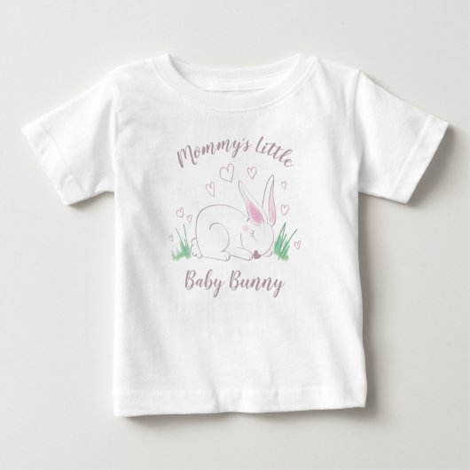 Pink Bunny Baby Dusche Woodland Wasserfarbe Baby T-shirt (Vorderseite)