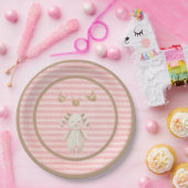Pink Bunny Baby Girl Pastellstreifen Pappteller (Party)