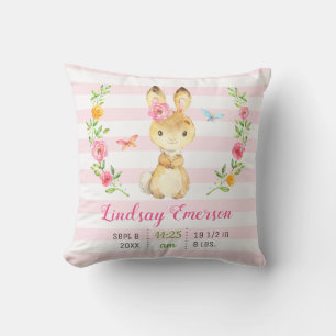 Pink Bunny Baby Girl Stats Kleinkind Neugeborenes Kissen