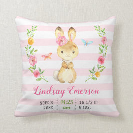 Pink Bunny Baby Girl Stats Kleinkind Neugeborenes Kissen
