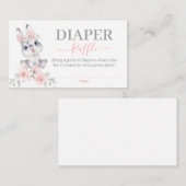 Pink Bunny Baby Shower Girl Diaper Raffekarte Begleitkarte (Vorne/Hinten)