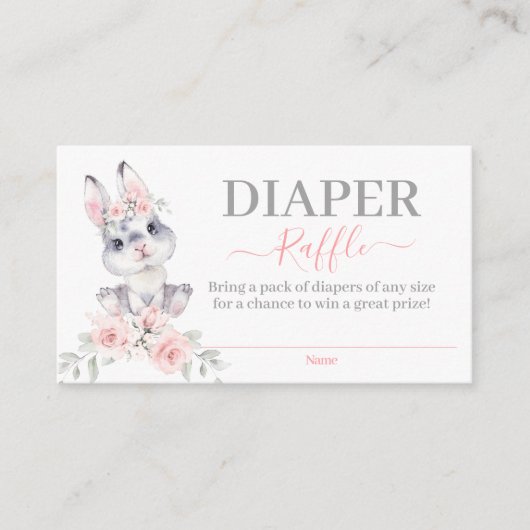 Pink Bunny Baby Shower Girl Diaper Raffekarte Begleitkarte (Vorderseite)