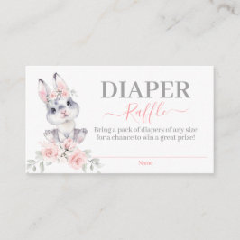 Pink Bunny Baby Shower Girl Diaper Raffekarte Begleitkarte