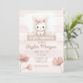 Pink Bunny Baby Shower Invitation Einladung (Stehend Vorderseite)