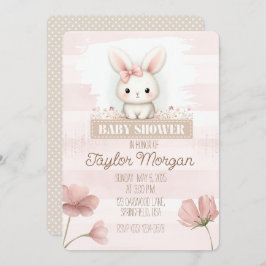 Pink Bunny Baby Shower Invitation Einladung