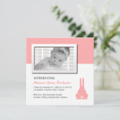 Pink Bunny Birth Ankündigung (Stehend Vorderseite)
