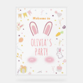 Pink Bunny Birthday Herzlich willkommen Osterhasen Acrylschild (Vorderseite)