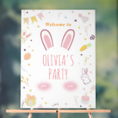Pink Bunny Birthday Herzlich willkommen Osterhasen Acrylschild (Neutral)