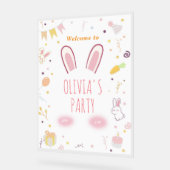 Pink Bunny Birthday Herzlich willkommen Osterhasen Acrylschild (Winkel)