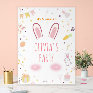 Pink Bunny Birthday Herzlich willkommen Osterhasen Acrylschild