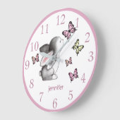 Pink Bunny Butterfly Kinderzimmer Decke Wall Uhr (Winkel)