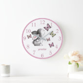 Pink Bunny Butterfly Kinderzimmer Decke Wall Uhr (Zuhause)