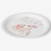 Pink Bunny Cradle Girl Babydusche Party Pappteller (Schrägansicht)