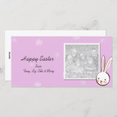 Pink Bunny Easter Foto Cards Feiertagskarte (Vorne/Hinten)