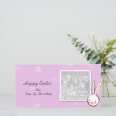 Pink Bunny Easter Foto Cards Feiertagskarte (Stehend Vorderseite)
