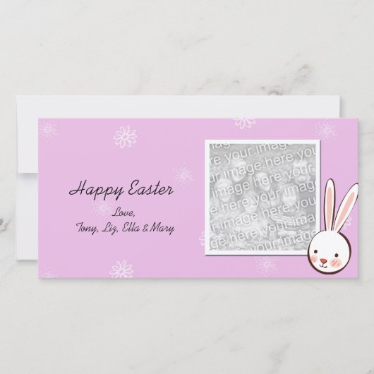 Pink Bunny Easter Foto Cards Feiertagskarte (Vorderseite)