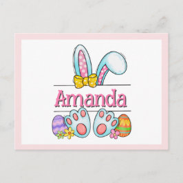 Pink Bunny Easter Postcard Postkarte