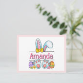 Pink Bunny Easter Postcard Postkarte (Stehend Vorderseite)