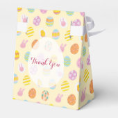 Pink Bunny & Egg Pattern Yellow Kids Birthday Geschenkschachtel (Rückseite)